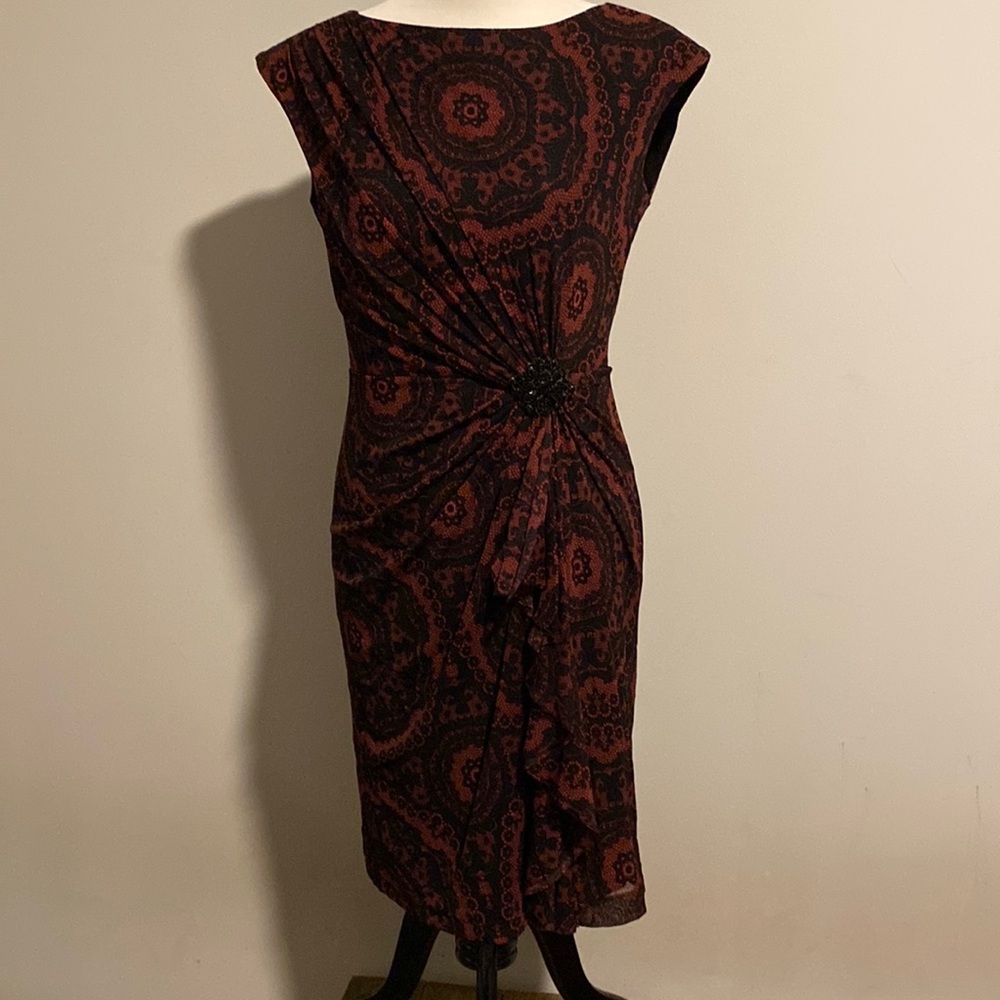Jones New York Burgundy and Black dress. Size 8